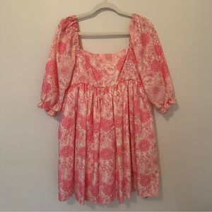 Selkie-style empire waist dress with elbow length puff sleeves, Size S